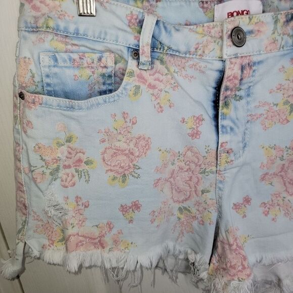 Bongo floral frayed hem bleach washed denim jean shorts size 15 - Picture 5 of 10